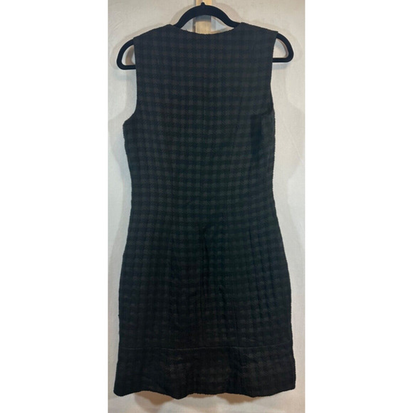 THEORY 8 Black Kuval County Checked Jacquard Sleeveless Zipper Detail Dress D28 - Picture 5 of 9